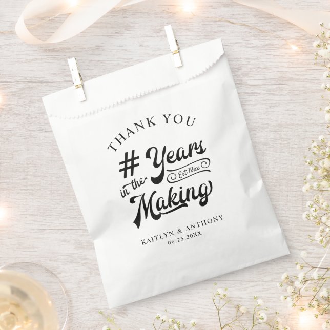 Anniversary Thank You YEARS IN THE MAKING Black Favor Bag (Clipped)
