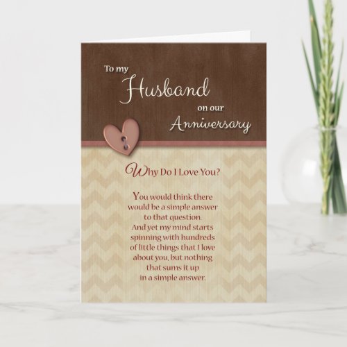 Anniversary to Husband _ Why Do I Love You Card