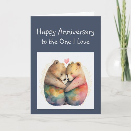  Anniversary to the One I Love Honey Bear Animals  Card
