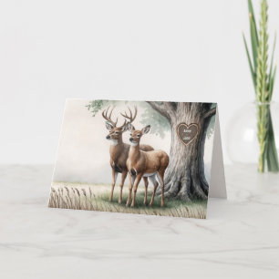 Anniversary Tree Heart With Names and Deer Card