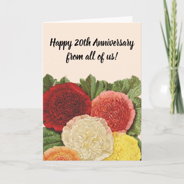 Anniversary Vintage Red White Pink Yellow Roses Card (Front)
