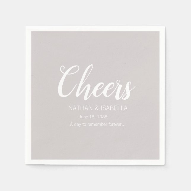 Anniversary vintage solid sandstone cheers wedding napkins (Front)