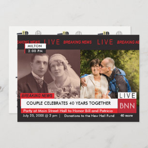 Anniversary Vow Renewal Breaking News TV Graphic Invitation