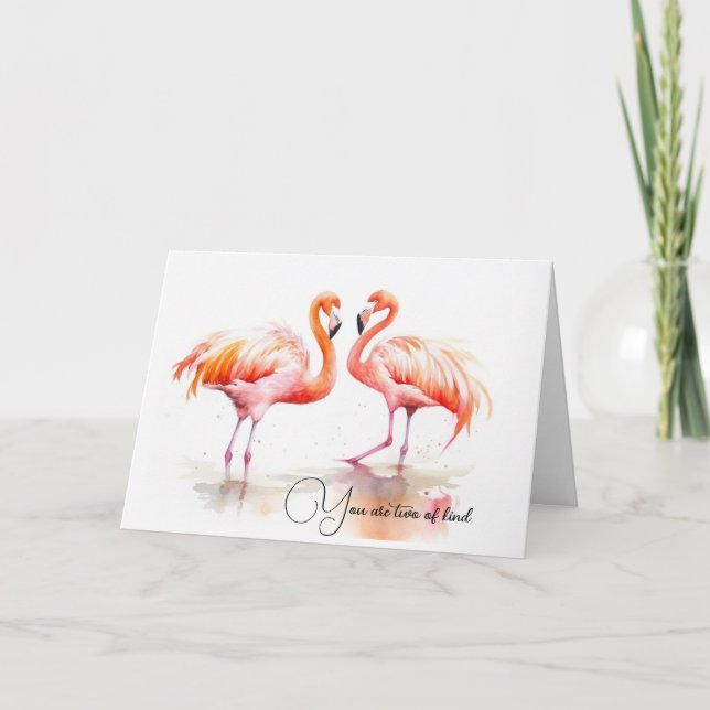 Anniversary Watercolor Flamingos Card (Front)