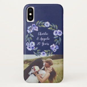 Anniversary Watercolor Flowers Photo iPhone X Case