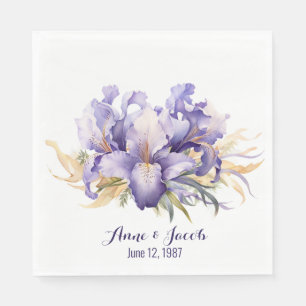 Anniversary Watercolor Purple Iris Bouquet  Napkins