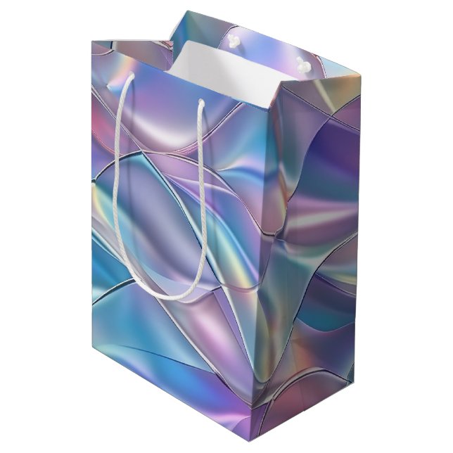 Anniversary Wedding Birthday Iridescent Metallic 6 Medium Gift Bag (Back Angled)
