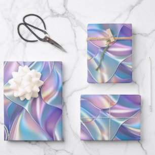 Anniversary Wedding Birthday Iridescent Metallic 6 Wrapping Paper Sheets