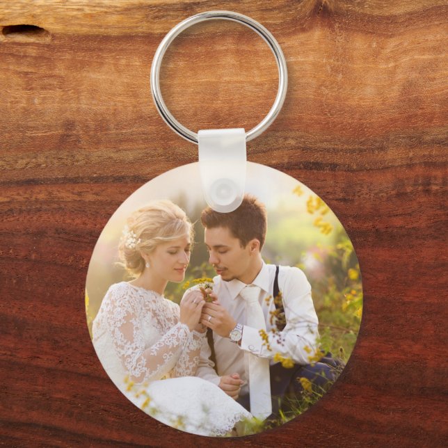Anniversary wedding couple keepsake photo keychain (Front)