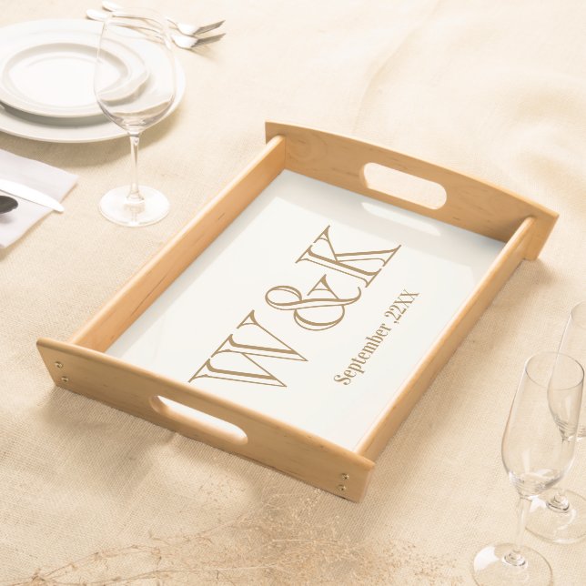 Anniversary wedding couple monogram initial  serving tray (Front)