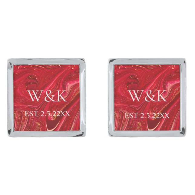 Anniversary wedding couple monogram initials cufflinks (Front)