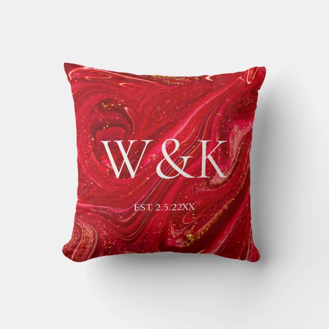 Anniversary wedding couple monogram initials throw pillow (Front)