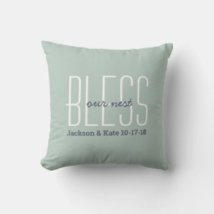 Anniversary Wedding Date Bless Our Nest Custom Throw Pillow