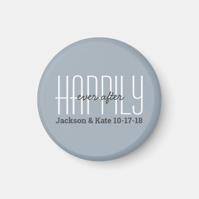 Anniversary Wedding Date Happily Ever After Custom Magnet (Front)