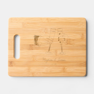 Anniversary Wedding Gift couples names hand drawn Engraved Cutting Board