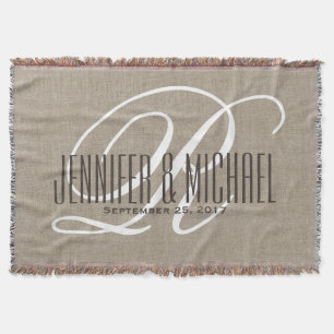 Anniversary / Wedding Monogram Vintage Rustic Throw Blanket
