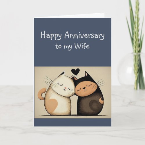  Anniversary Wife Cuddling Cats Animals  Card