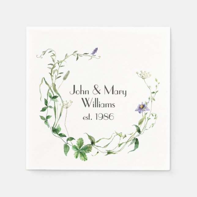 Anniversary Wildflower Wreath Napkins (Front)