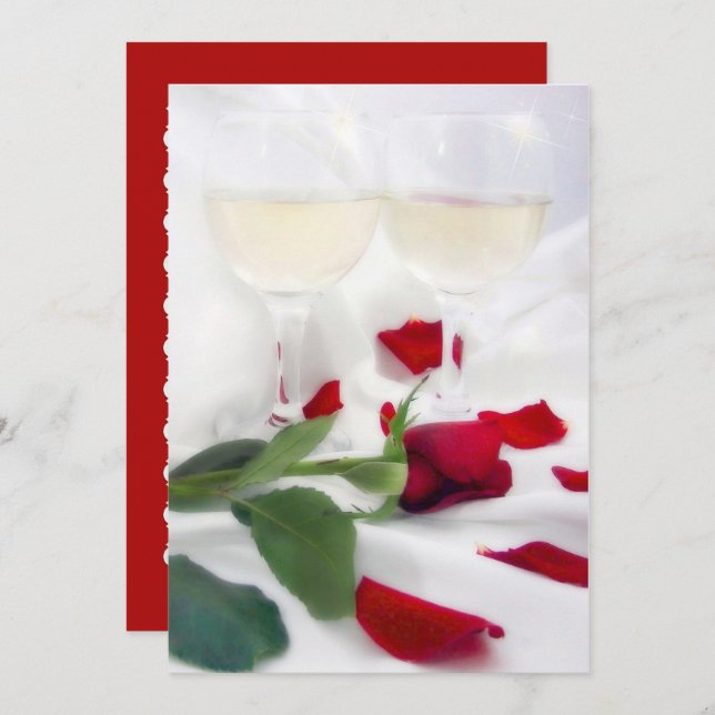 Anniversary wine and rose celebration invitation (Front/Back)