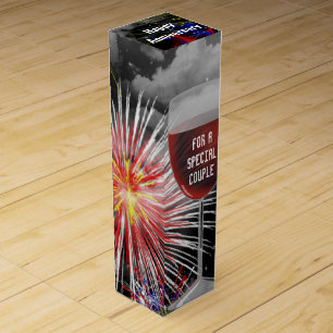 Anniversary Wine Glass On Fireworks Wine Box