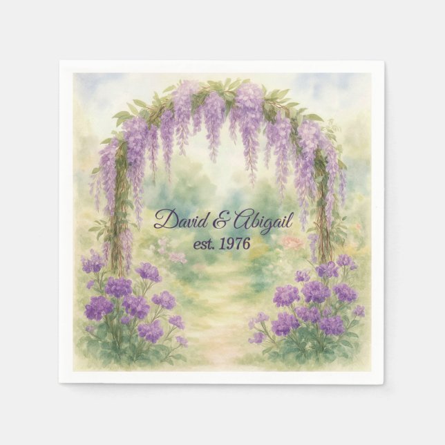 Anniversary Wisteria Archway In a Summer Garden Napkins (Front)