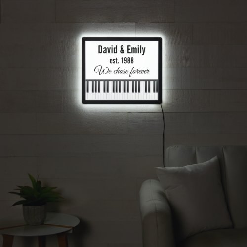 Anniversary With Piano Keyboard LED Sign