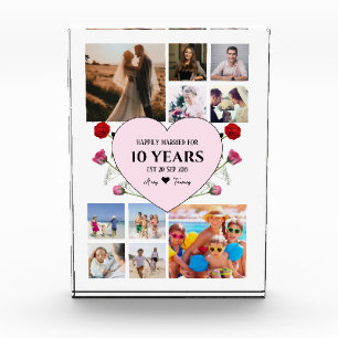 Anniversary With Pink Heart and Roses Photo Block