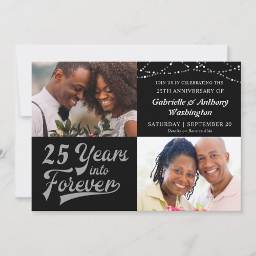 Anniversary  YEARS INTO FOREVER Photo Silver Invitation