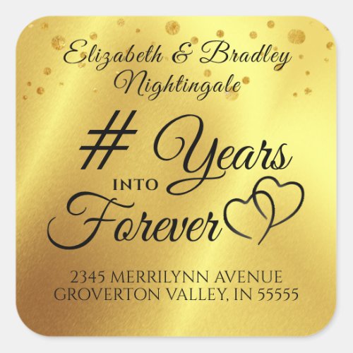 Anniversary  YEARS INTO FOREVER Return Address Square Sticker