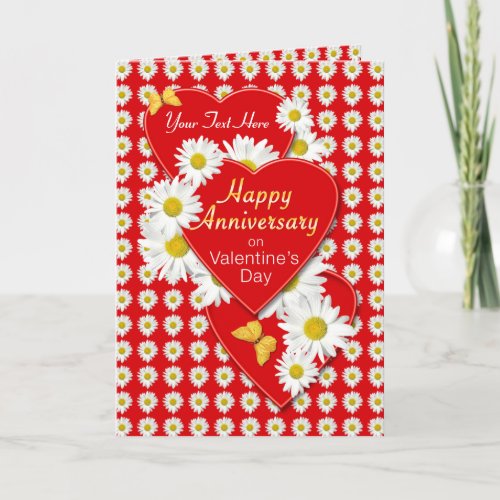 Anniversay on Valentines Day Daisies Card