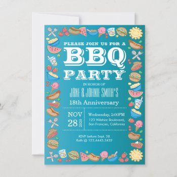 Annivesary Wedding Bbq Birthday Party Barbecue Invitation by thepapershoppe at Zazzle