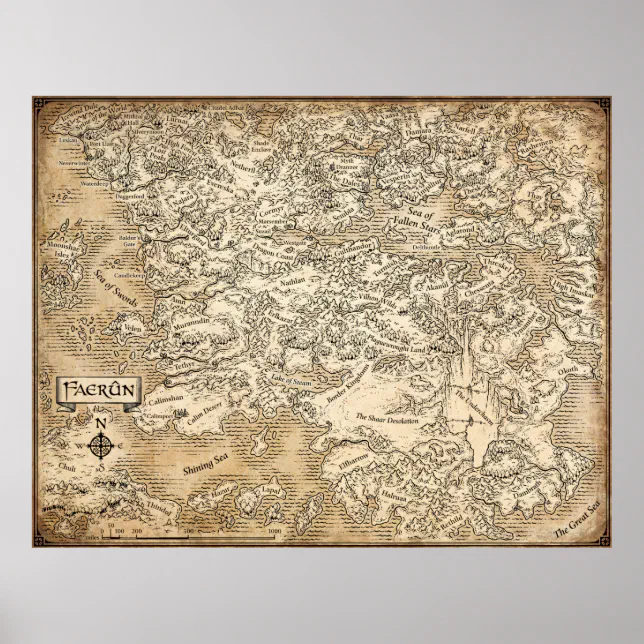 Annotated Map Of Faerun // Forgotten Realms Poster | Zazzle