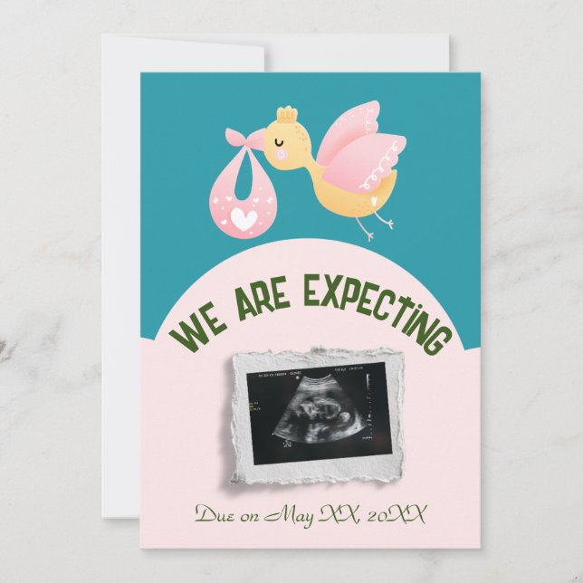 Announce Your Bundle of Joy with Our Sleek Pregnan Announcement (Front)