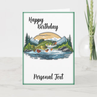 Announcement Card With Fishing Theme Birthday Card