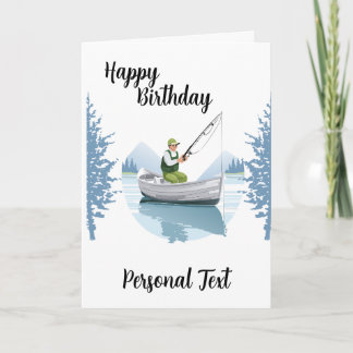Announcement Card With Fishing Theme Birthday Card