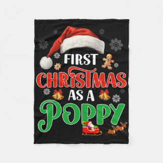 Announcement First Christmas As A Poppy Matching F Fleece Blanket