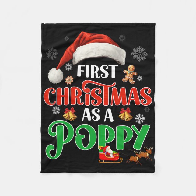 Announcement First Christmas As A Poppy Matching F Fleece Blanket (Front)