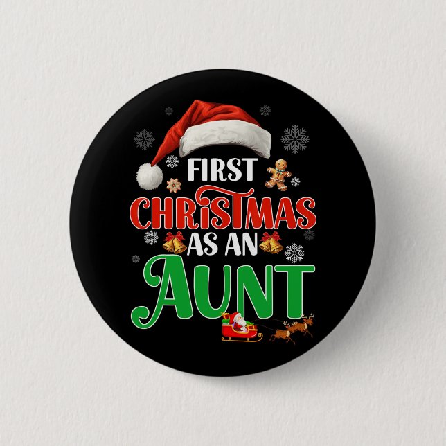 Announcement First Christmas As An Aunt Matching F Button (Front)