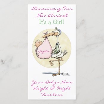 Announcement For Baby Girl by DancetheNightAway at Zazzle