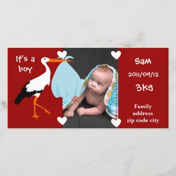 Announcement Of Birth Stork It' S.a. Servant Boy by Feerepart at Zazzle