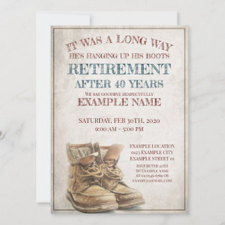 Announcement of retirement with old boots