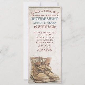 Announcement of retirement with old boots