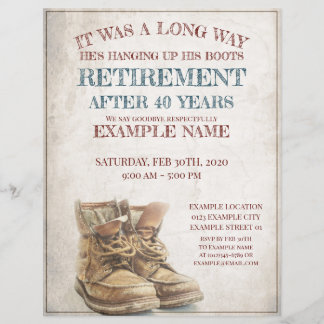 Announcement of retirement with old boots