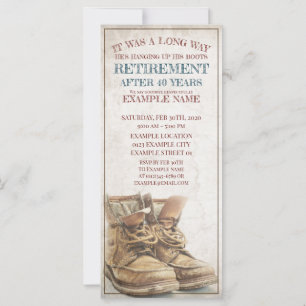 Announcement of retirement with old boots