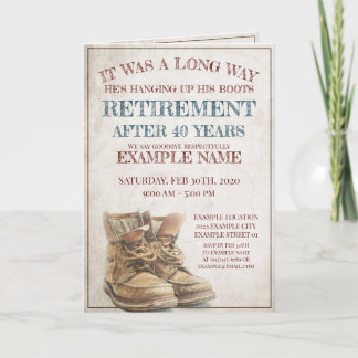 Announcement of retirement with old boots
