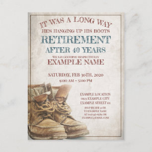 Announcement of retirement with old boots