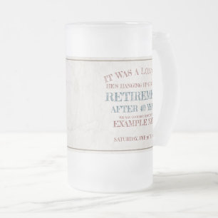 Announcement of retirement with old boots V1.0 Frosted Glass Beer Mug