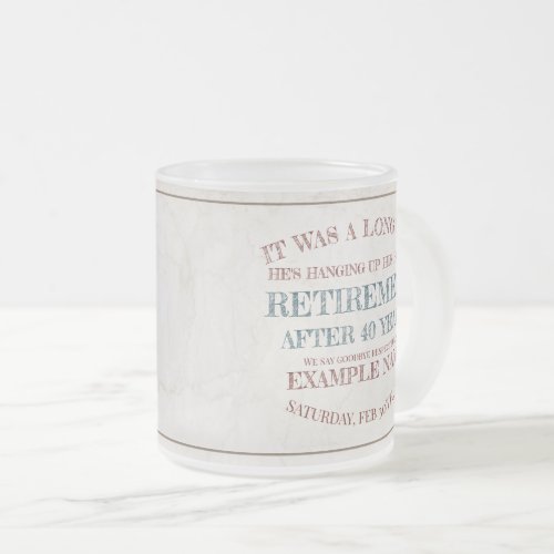Announcement of retirement with old boots V10 Frosted Glass Coffee Mug