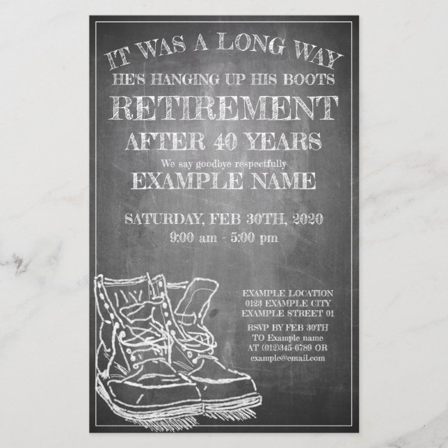 Announcement of retirement with old boots V3.0 (Front)