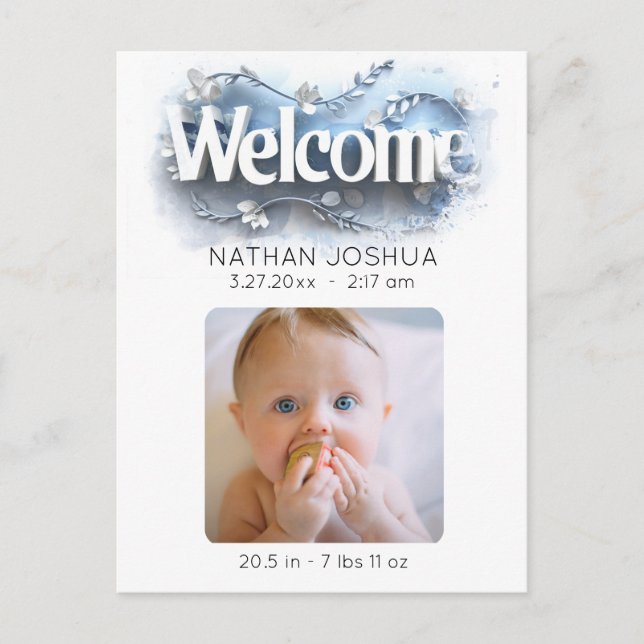 *~*  Announcement Photo AP79 Baby Newborn Birth (Front)